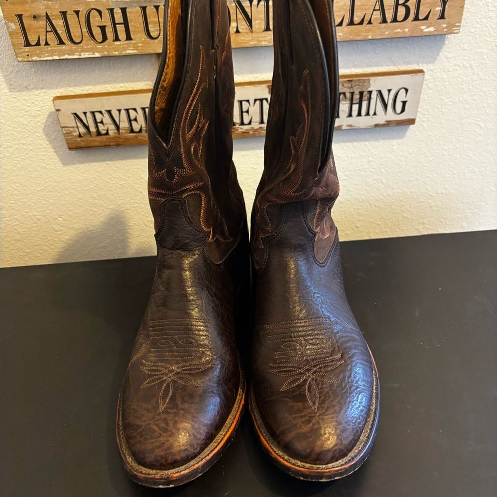 Men's Tony Lama Brown Leather Cowboy Boots